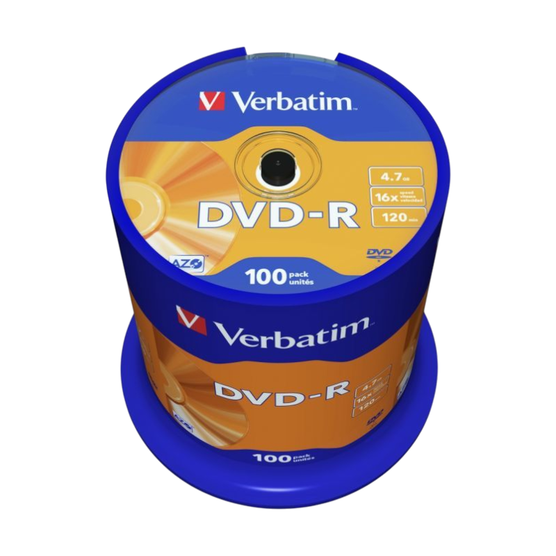 Оптичні диски Verbatim DVD-R 4.7Gb 16X Spindle 100шт Matt Silver (43549)